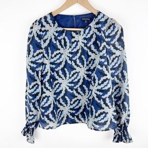 Brooks Brothers Blue Batik Blouse Size 4
